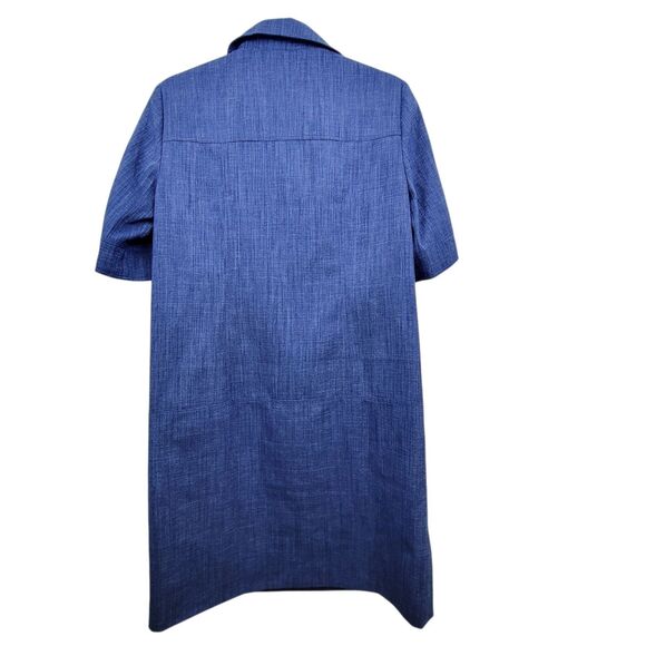 Tahari Arthur S. Levine Blue Denim Look Turn Lock Button Shift Dress Size 4 - Picture 2 of 8